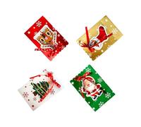 Palumma Lot de 24 sacs cadeaux de Noël en papier kraft avec rubans pour bonbons, biscuits, friandises - 18 x 12 x 7 cm