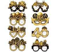 Palumma Lot de 8 lunettes amusantes « Happy Birthday » - Décorations d'anniversaire pour homme - Lunettes d'anniversaire pour adultes - Accessoires photo (40e)