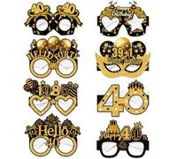 PALUMMA Lot de 8 lunettes drôles « Happy Birthday » - Décorations d'anniversaire pour homme - Lunettes d'anniversaire pour adultes - Accessoires photo