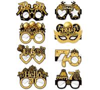 Palumma Lot de 8 lunettes drôles « Happy Birthday » - Décorations d'anniversaire pour homme - Lunettes d'anniversaire pour adultes - Accessoires photo (70e)
