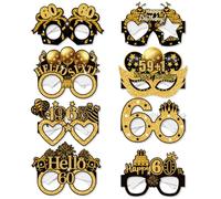Palumma Lot de 8 lunettes drôles « Happy Birthday » - Décorations d'anniversaire pour homme - Lunettes d'anniversaire pour adultes - Accessoires photo (60e)