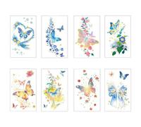Palumma Lot de 8 tatouages temporaires en forme de papillon 3D pour décoration de fête de mariage