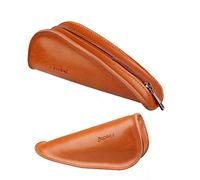 PALUMMA Sac à Pipe Portable en Cuir de Vachette avec Fermeture Eclair pour Blague à Tabac/Papier à Cigarette/Filtre et Briquet (Marron)