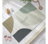 PALVJIE Tapis de douche antidérapant en luffa 60 x 90 cm, blanc, PVC, rectangulaire, tapis de bain