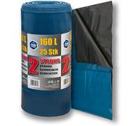 PAM-FOLIE Sacs poubelle 160L - 25 pièces - grands sacs épais - 85x110cm - double épaisseur - noirs, bleus sacs poubelle - pour déchets de chantier