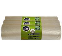 PAM-FOLIE Sacs poubelle 240 L - 30 pièces - lot - Sacs XXL grands, résistants et épais - 120 x 150 cm - 35 µm - universels transparents - Sacs pour déchets de chantier, polystyrène