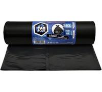PAM-FOLIE Sacs poubelle 240L - 10 pièces - XXL, Epaisseur, Grands Sacs poubelle, Premium - 120x130cm - 45µm - Sac noir - Sacs pour déchets de chantier - idéaux pour les conteneurs de 240 litres