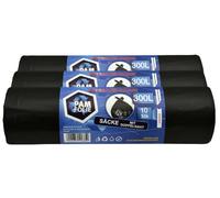 PAM-FOLIE Sacs poubelle 300L - 30 pièces - Set - XXL Grand, Extra Fort, Sacs poubelle épais, Premium - 120x140cm - 45µm - noir - Sacs pour déchets de chantier - Sacs pour polystyrène expansé