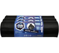 PAM-FOLIE Sacs Poubelle 360L - Set XXL Grand, Extra Fort - 30 Pièces - Sacs Poubelle Épais Premium - 120x150cm - 50µm - Noir - Déchets de Chantier et Polystyrène Expansé