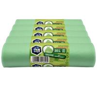 PAM-FOLIE Sacs poubelle bio 35L - 100 pièces - Sacs compostables, biodégradables - 5 rouleaux - Sacs poubelle biologiques - Sacs à Ordures - Sacs Poubelles Organiques - Sac de Déchets Alimentaires