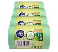 PAM-FOLIE Sacs poubelle bio 5/6L - 200 pièces - compostables, biodégradables - 4 rouleaux - biologiques, à Ordures - Organiques - Sac de Déchets Alimentaires