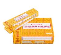 Pamai Pai® Nag Champa Goloka Lot de 12 boîtes de 16 g d'encens Jaune 192 g