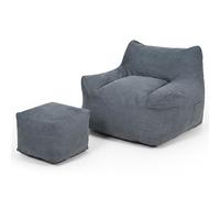 Pamapic Pouf poire pour adulte avec rembourrage, pouf ergonomique moderne avec repose-pieds, grand canapé paresseux, tissu résistant à l'eau, utilisation en intérieur et en extérieur, gris foncé
