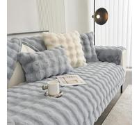 PAMEENCOS Housse de canapé épaisse et douce en peluche de lapin 1, 2, 3 ou 4 places, lavable - Protection de meubles, décoration d'intérieur (70 x 90 cm, gris)