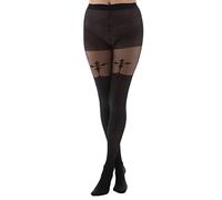 Pamela Mann Collants Croisés Jarretelles Gothique Bonneterie Grunge Punk Rétro Vintage, Noir, 44-46