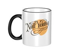 Pameladonse Neil Singer Young Mugs Tasse à café vintage en céramique - 330 ml Design créatif, offrant un cadeau personnalisé pour les amateurs de musique et de mode