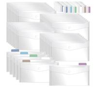PAMENET Lot de 40 enveloppes réutilisables en plastique transparent avec fermeture à pression, 12,7 x 25,4 cm