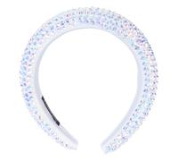 PAMINGONO 1 Pc Bandeau Strass Éponge large bandeau rembourré coiffure de mariée VUS groupe bandana headband décoration mariage coiffe en strass fourniture de cheveux soie de lait blanche