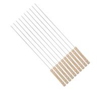 PAMINGONO 10 Pièces Brochettes à Rôtir en Acier Inoxydable avec Manche en Bois Beige, Brochette de Barbecue Ronde Solide et Facile à Ranger, pour Feu de Camp et Camping