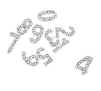 PAMINGONO 100 Pièces Cristaux Chiffres pour Ongles en Fer Argenté à Dos Plat Breloques Artistiques pour Nail Art Décoration DIY pour Fêtes Spectacles et Création D’Ongles Personnalisés