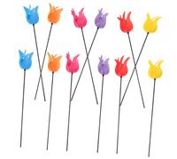 PAMINGONO 12pièces Moulin à Vent Decoratif Forme De Tulipe Jeu De Jardin pour Garçon Fille Lot de Piquets Colorés Extérieur