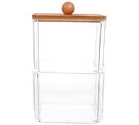 PAMINGONO 1ensemble Boîte De Rangement Transparente Empilable pour Cotons Et -Dents Organisateur Pratique pour Bureau Et Salle De Bain Facile à Nettoyer Compact Et