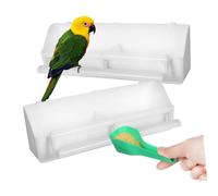 PAMINGONO 1ensemble Distributeur Alimentation pour Oiseaux avec Cuillère Boîte à Nourriture à Deux Compartiments pour Cage à Oiseaux Accessoire Résistant Et Sécurisé pour Nourrir