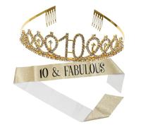 PAMINGONO 1ensemble Set Couronne Et Ruban Étiquette Pour Fête Anniversaire Accessoire De Tête Élégant