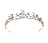PAMINGONO 1pièce Couronne Décorative Rhinestones Bandeau De Mariée Élégant or Et Blanc Accessoire De Cheveux Pour Et Femmes