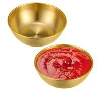 PAMINGONO 2 pièces Assiettes Inox Rondes Miniatures pour Sauces et Épices Service Apéritif Compact Faciles à Nettoyer et Résistantes Adaptées Maison et Restauration