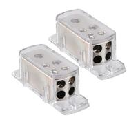 PAMINGONO 2 pièces Boîte de Distribution Puissance Auto Voies Laiton Répartiteur Audio Voiture avec Coque Transparente Antirouille Bornier Répartition Amplificateur et Pratique