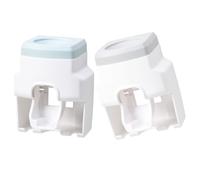 PAMINGONO 2 pièces Distributeur Mural pour Dentifrice et Porte-brosse à Dents Lavable Support Mural sans Perçage pour Salle de Bain Organiseur Compact pour Brosses et Tubes Évacuation