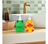 PAMINGONO 2 pièces Distributeurs de Lotion Cartoon Vinyle pour Salle de Bain Flacons Pompe Rechargeables pour Shampoing et Savon Accessoires Pratiques pour Voyage et Usage Domestique