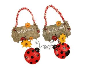 PAMINGONO 2 Pièces Panneau de Porte Suspendu Coccinelle Rétro en Résine | Hanging Indoors On The Wall, Chambre Garçon et Filles, Effet Welcome Décoratif