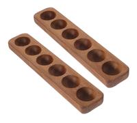 PAMINGONO 2 Pièces Porte-œufs en Bois Marron à 6 Compartiments pour Réfrigérateur, Plateau Rustique en Acacia Finition Naturelle, Design Gain de Place pour Organisation sur Table