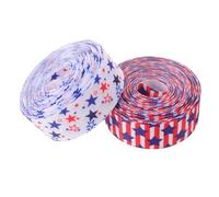 PAMINGONO 2 Rouleaux Rubans Décoratifs en Tissu Réutilisables et Solide pour Emballage Présent, Thème Patriotique Américain Vibrant, Décoration Créative du 4 Juillet