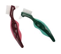 PAMINGONO 2pièces Brosse Pour Prothèses Dentaires Nettoyeur De Fausses Dents Brosse à Dents à Poils Durs Outil De Soins Bucco-dentaires Multi-usages Pour Nettoyage