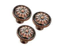 PAMINGONO 3 pièces Poignées de Meuble de Style Européen Alliage Boutons Champignon Ronds Lot pour Armoires Design Ancien Rouge Faciles à Installer Adaptées pour Cuisine et Chambre