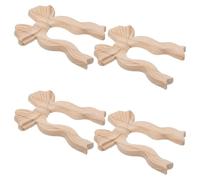 PAMINGONO 4 Pièces Appliques Bois Sculpté Décoratifs Lot de Style Européen Décorations Murales et Plafonniers pour Meubles Armoires et Commodes Motifs Nœud Ajourés