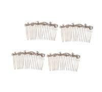 PAMINGONO 4pièces Peigne à Cheveux Accessoire Élégant Coiffure Peigne à Frange Fleurs Headdress Pour Mariage Et Fête Style d