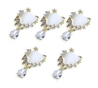 PAMINGONO 5pièces Décorations Zircon Forme Coeur Avec Charms Nail Art Accessoires Manucure Élégants