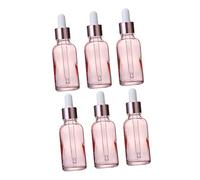 PAMINGONO 6 pièces Lot de Flacons Compte-gouttes Verre Couleur Pêche avec Anneau Doré Rose Bouteilles Vides pour Huiles Essentielles Cosmétiques Voyage et Usage Quotidien