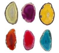 PAMINGONO 6 Pièces Tranches Naturelles D'agate Percée pour Bijoux Soi-même, Ornement Coloré de Goutte D'eau, pour Création Artisanale et Décoration Maison Couleur Couleur Aléatoire