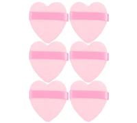 PAMINGONO 6pcs Houppettes pour Poudre de Cœur Rose, Applicateurs Multi-fonctionnels en Mousse et Flocage pour Fondation et Poudre de Riz, Usage Précis pour Débutants