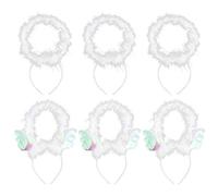 PAMINGONO 6pièces Bandeaux Anges Blancs Avec Oreilles Plume Accessoires De Déguisement Pour Fête Et Costume