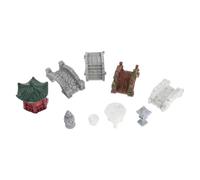PAMINGONO Accessoires de Jardin Zen en Résine, Miniatures Pont pour Décoration Extérieure de Jardin, Scène Microlandscape en 10 Pièces, Modèle Réaliste