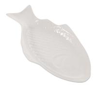 PAMINGONO Assiette à Poisson en Céramique Blanche, Plat Multifonction de Poisson pour Usage Quotidien et Fêtes, Design Unique et Rangement Pratique