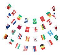 PAMINGONO Bannière en Ficelle de Polyester Coupe Monde 32 Drapeaux Européens, Facile à Suspendre, Adaptée pour Bar Sportif et Décoration Intérieure
