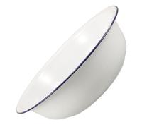 PAMINGONO Bassin Émail Vintage avec Bord Bleu pour Lavage des Visage Lessive et Fruits Design Rétro Émaillé Blanc Facile à Nettoyer et Décoratif