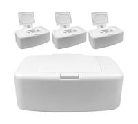 PAMINGONO Boîte à Lingettes Blanche 4pcs Rechargeable en Pp Fond Antidérapant Simple pour Bureau et Extérieur, Distributeur Pratique pour Lingettes Humides